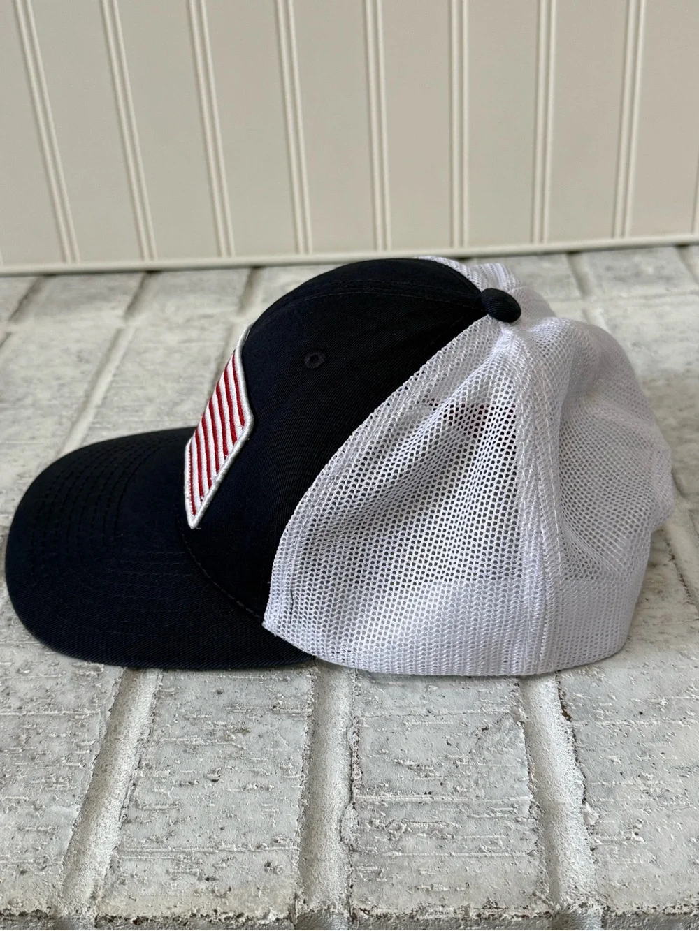 Kimes Ranch American Flag Longhorn Trucker Hat Navy White Mesh Snapback
